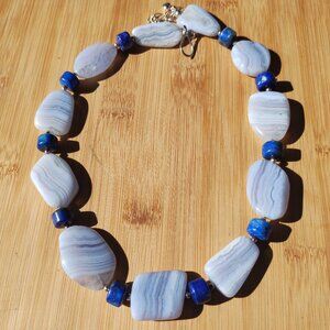 JAY KING DTR mine finds Blue LACED AGATE LAPIS LAZULI  NECKLACE 925